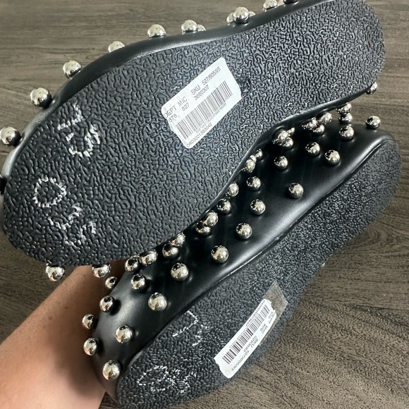 Black Studded Women's Slip-On Slippers - Picture 6 of 7